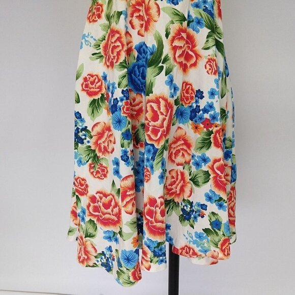 Lindy Bop White Floral Fit & Flare Dress Size S Sleeveless Sweetheart Neckline - Picture 5 of 9